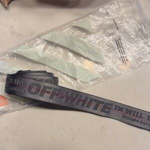 Off-White Gray and Black Logo Belt